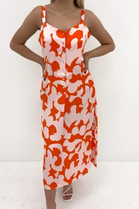 Calypso Dress Calypso Print Orange Flexible Fabric Elegant Detail