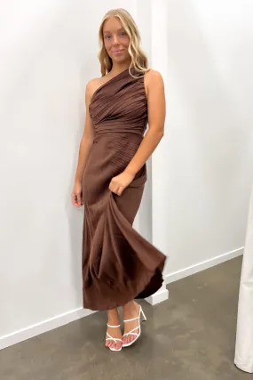 Caralee Midi Dress Chocolate High Waist