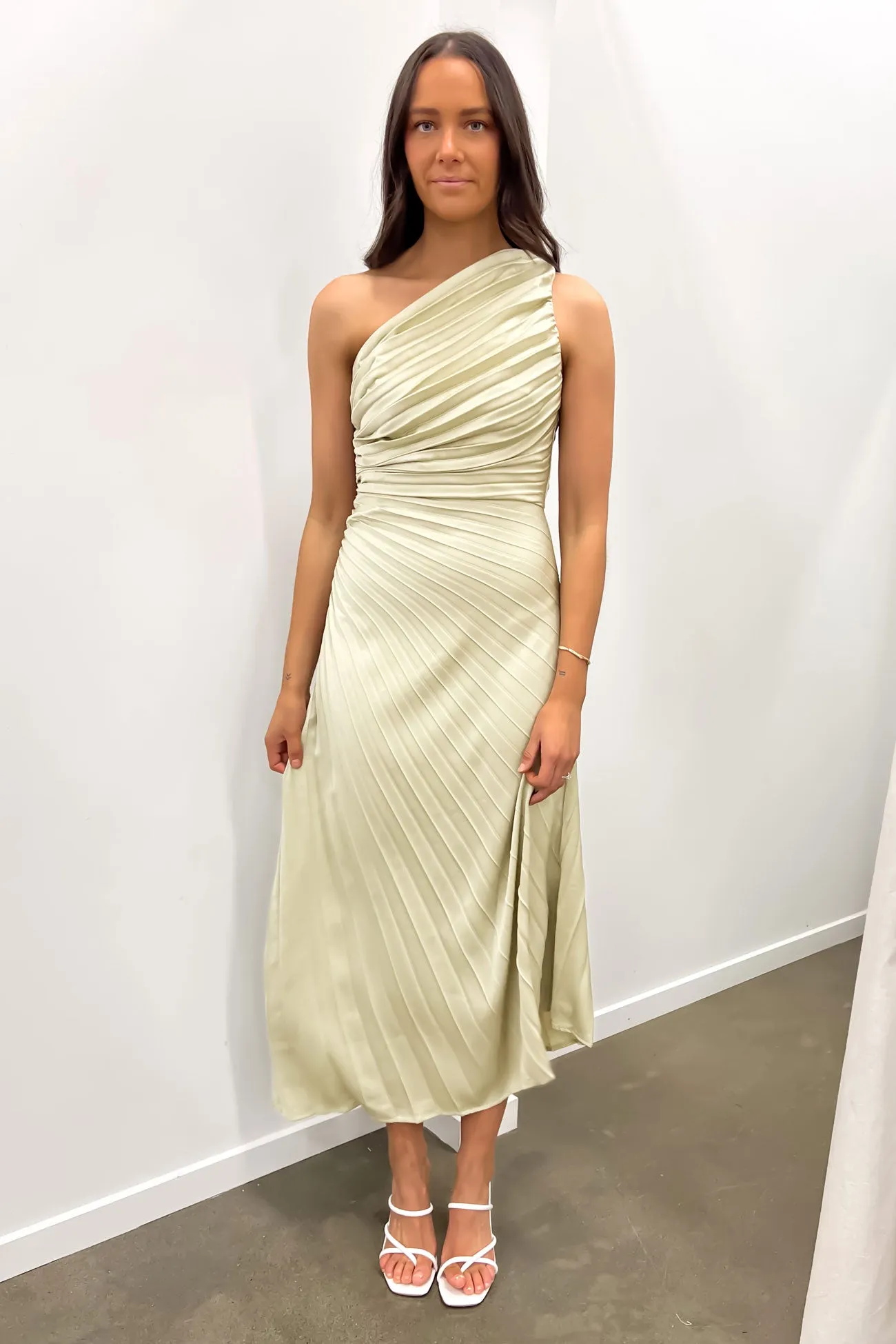 Caralee Midi Dress Sage Empire Waist