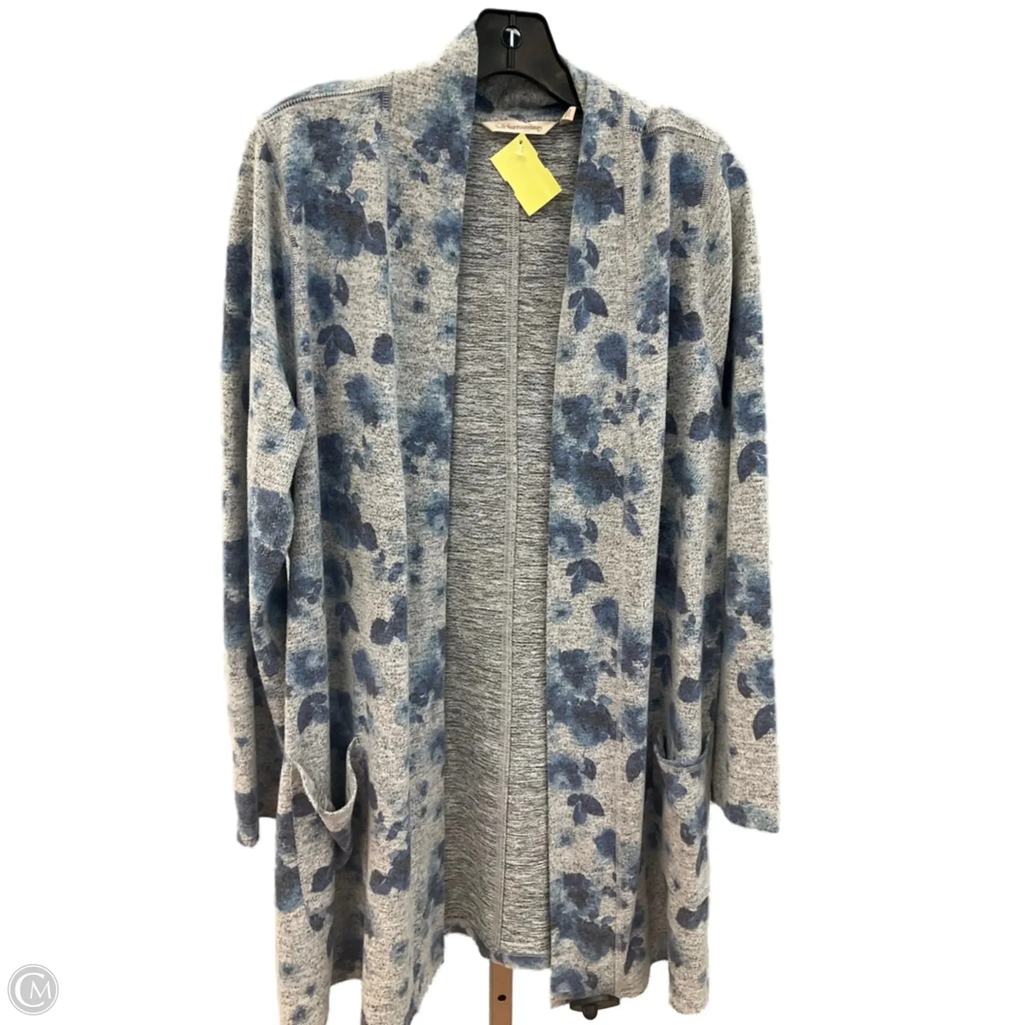 Quiet Luxury Cardigan By Soft Surroundings In Blue & Grey, Size: L