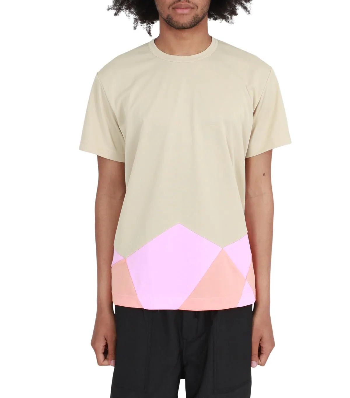CdG Homme Plus Asymmetrical T-Shirt Tan Multi Easy Wash Virtual Mode