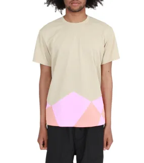 CdG Homme Plus Asymmetrical T-Shirt Tan Multi Easy Wash Virtual Mode