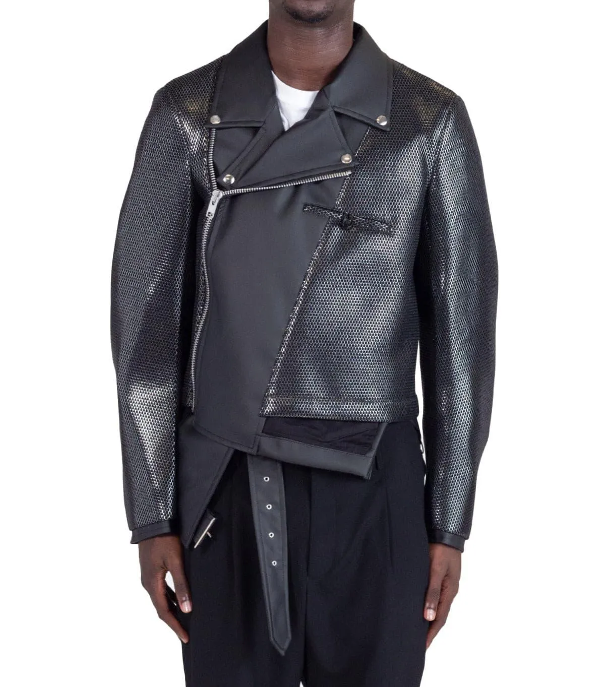 CdG Homme Plus Leather Jacket Black SweatAbsorbingTexture