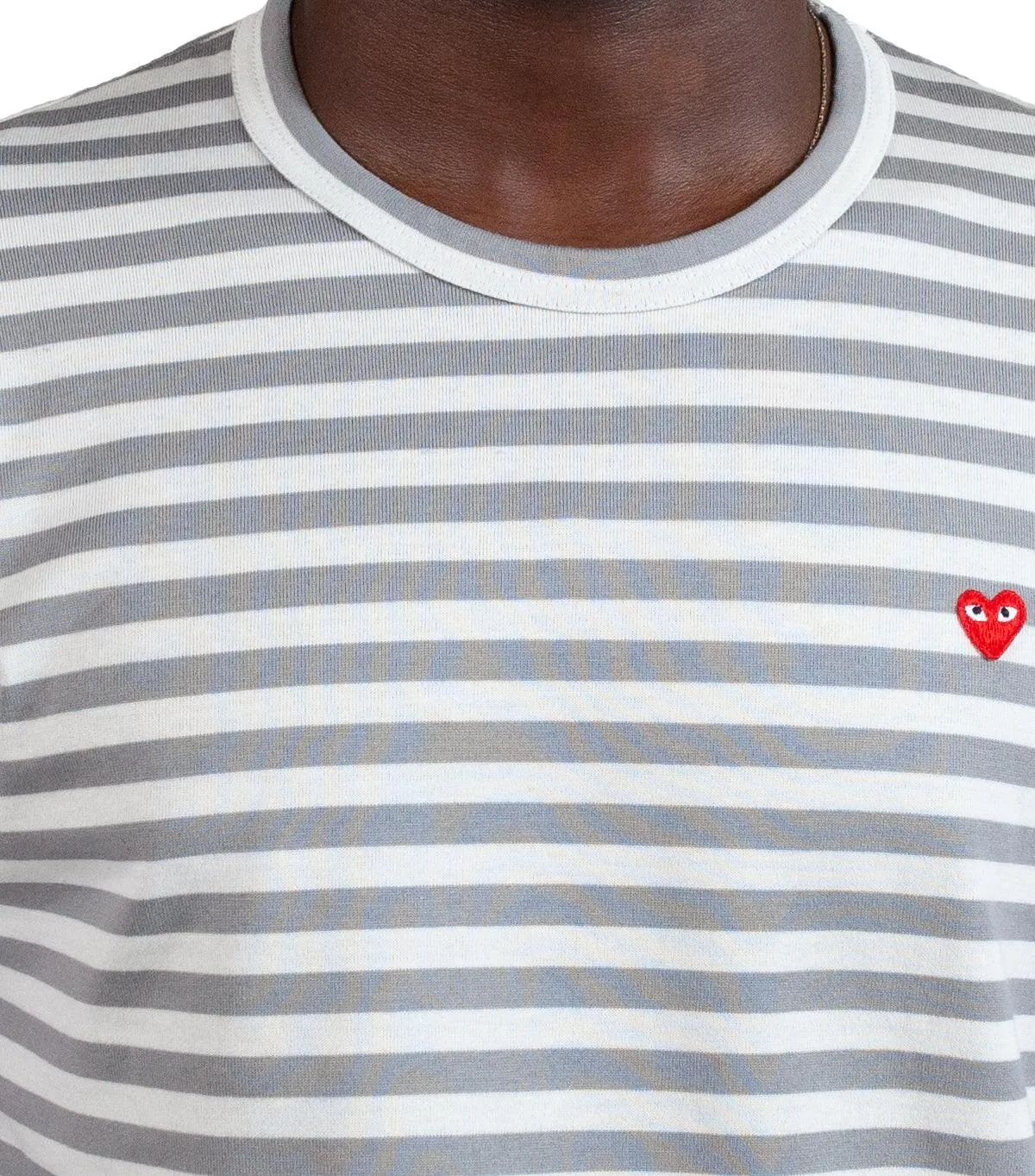 CdG PLAY Bi-Color Striped Long Sleeve T-Shirt Grey StretchFit