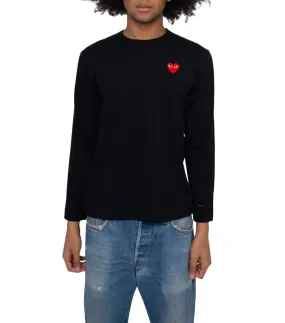 Wonder Core Street Light CdG PLAY Red Heart Long Sleeve T-Shirt Black