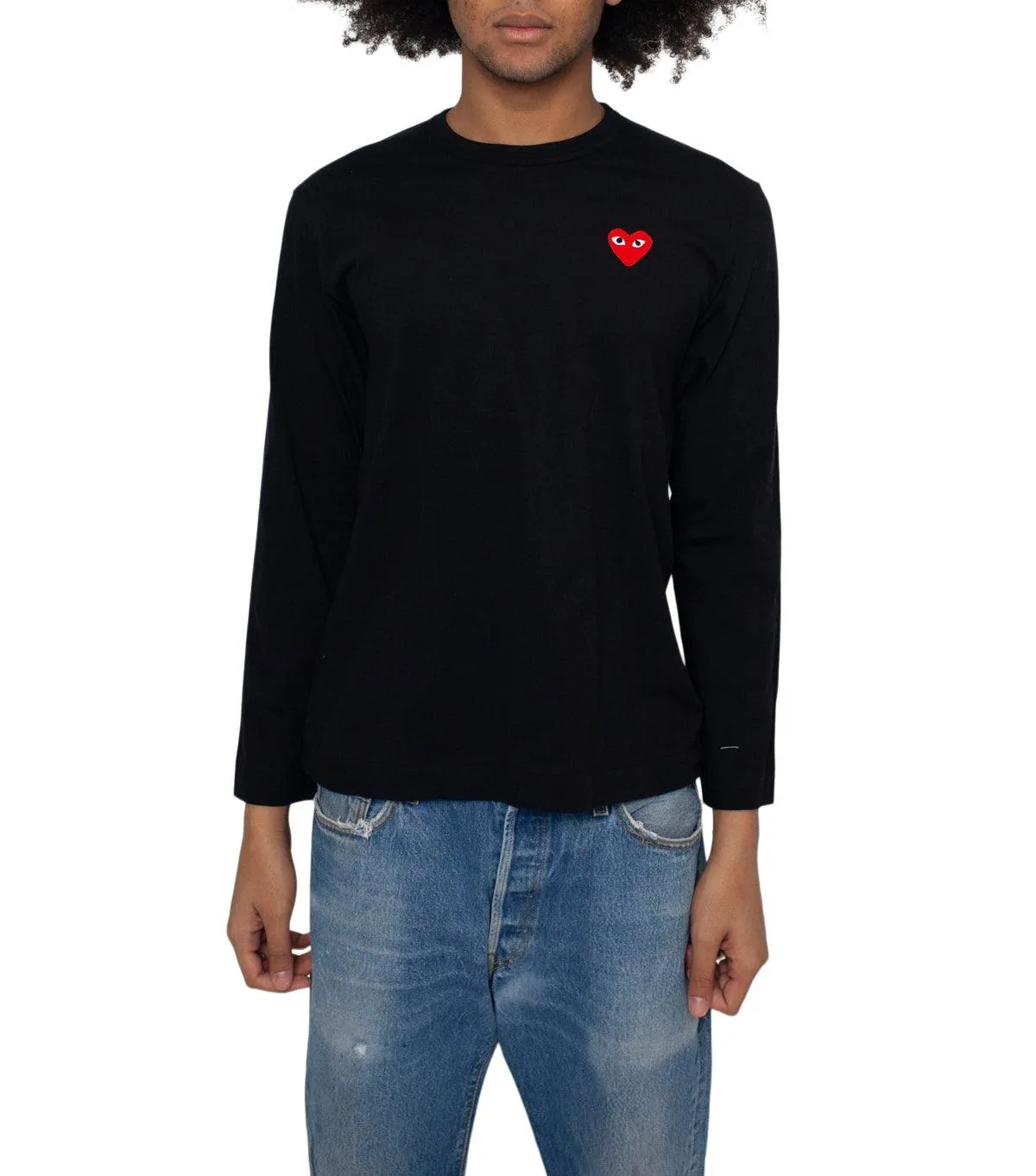 Wonder Core Street Light CdG PLAY Red Heart Long Sleeve T-Shirt Black