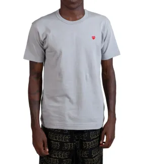 CdG PLAY Small Red Heart T-Shirt Grey ThermalRegulatingFabric Craft Soul