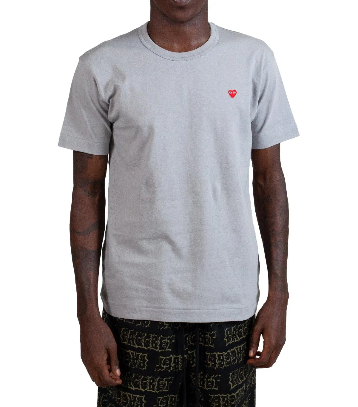 CdG PLAY Small Red Heart T-Shirt Grey ThermalRegulatingFabric Craft Soul