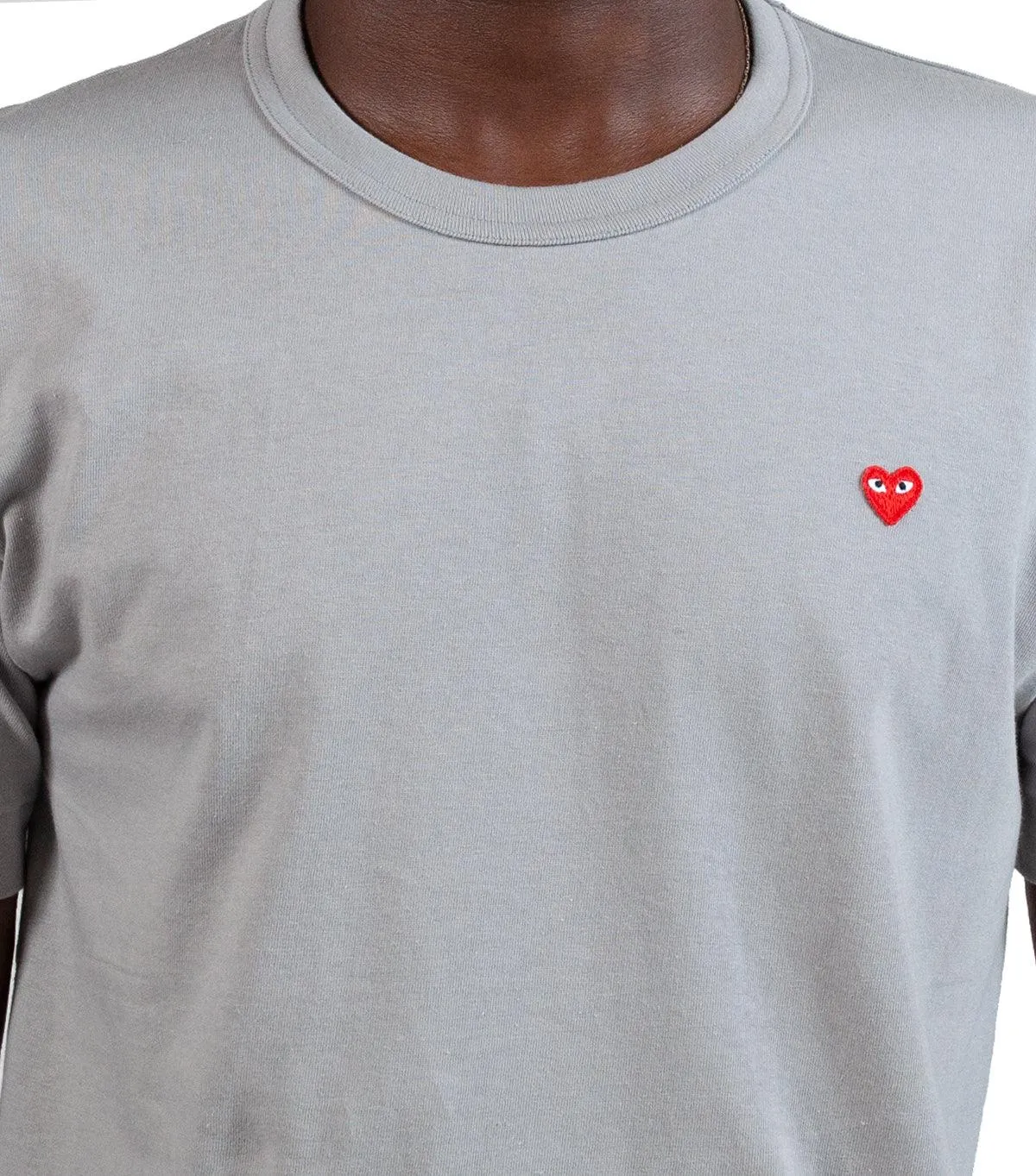 CdG PLAY Small Red Heart T-Shirt Grey WaterRepellentSurface