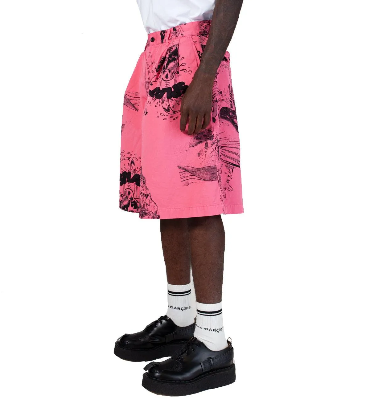CdG SHIRT Graphic Shorts Pink FourWayStretchClothing River Flow