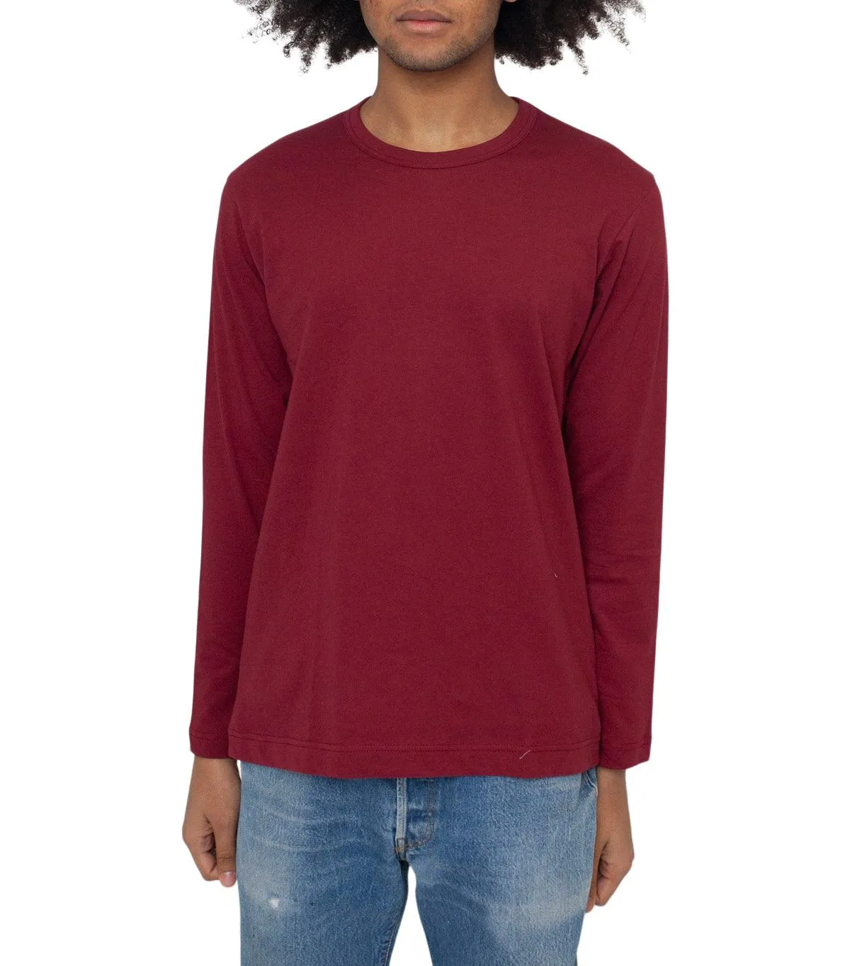 Regular Fit Reflective Safety Accents CdG SHIRT Rear Logo Long Sleeve T-Shirt Burgundy