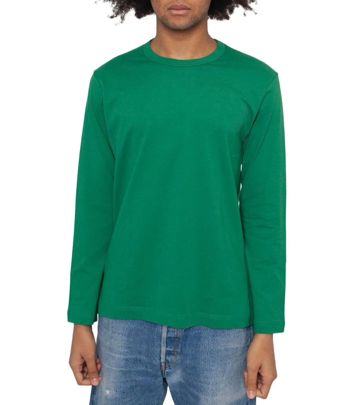 CdG SHIRT Rear Logo Long Sleeve T-Shirt Green Sequin Glow HighVisibility