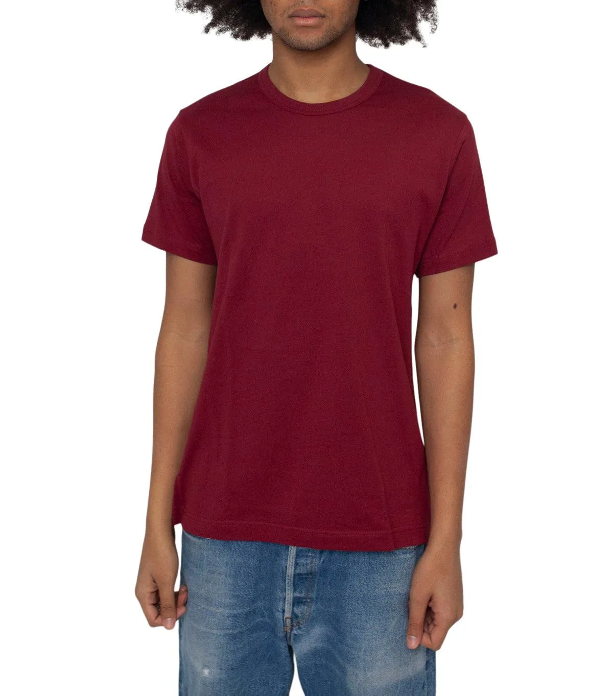 CdG SHIRT Rear Logo T-Shirt Burgundy Epic Glow DoubleLayered Fabric