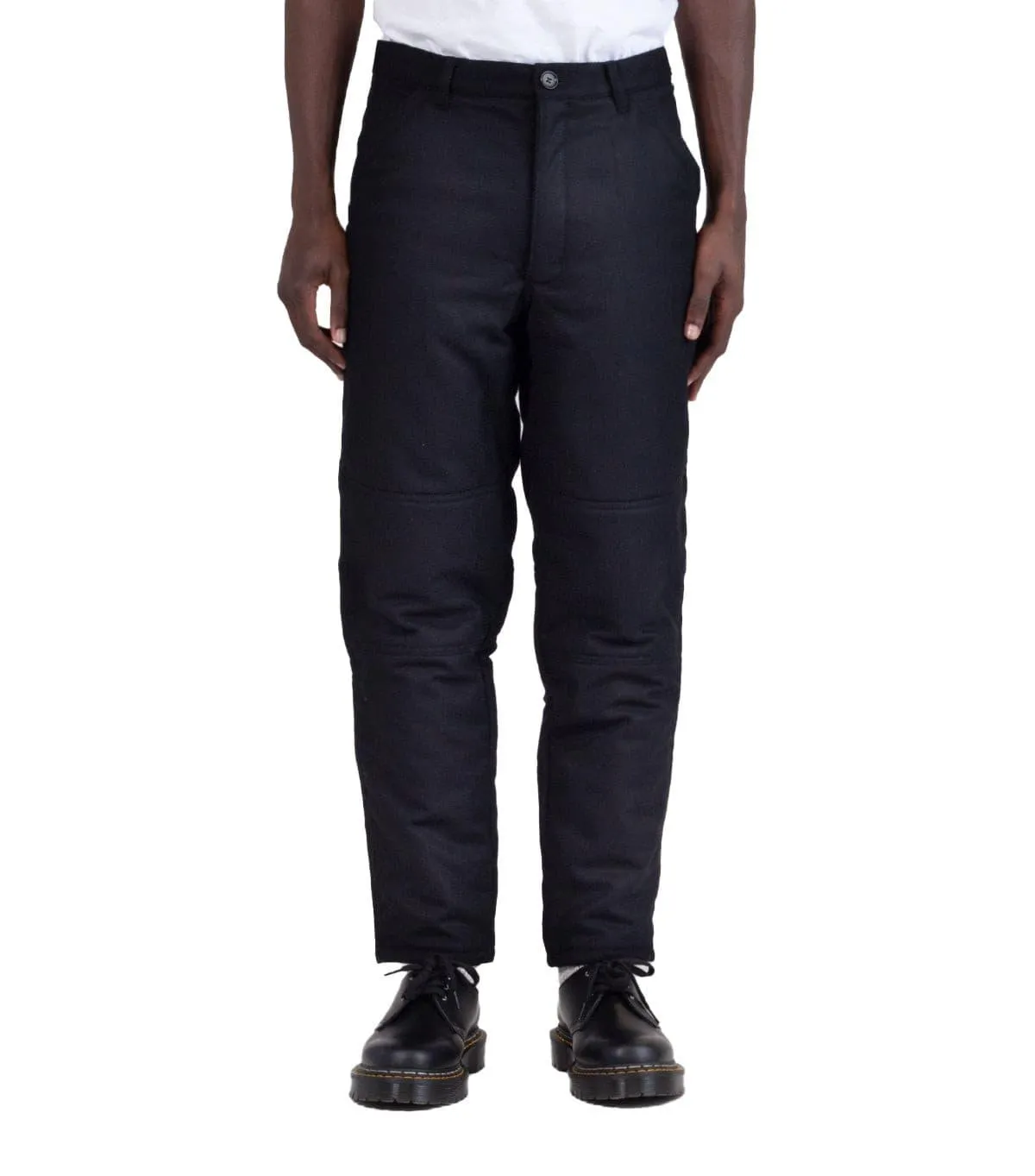 CdG SHIRT Woven Workwear Pants Black Wool Fit Magnetic Closure