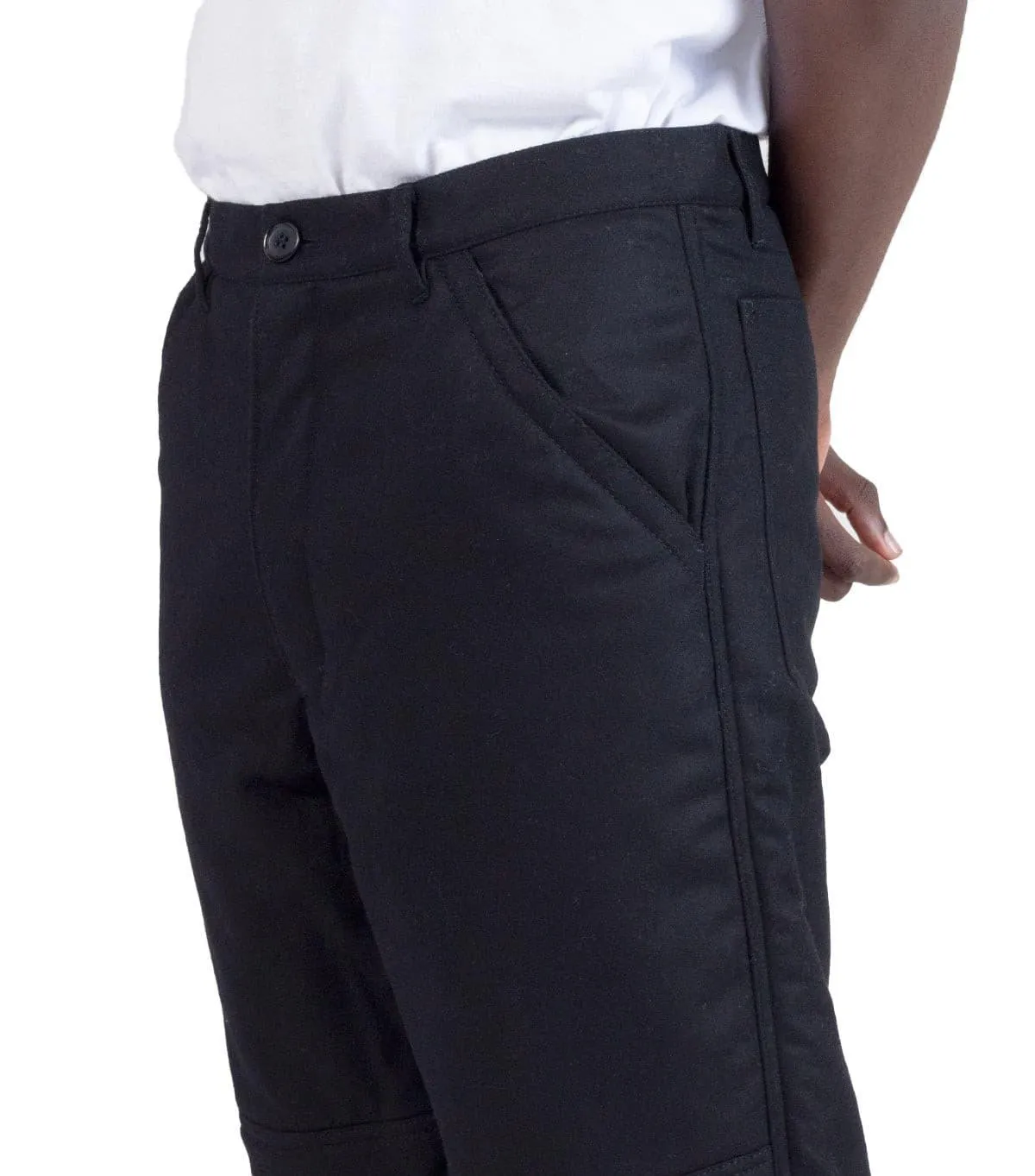 CdG SHIRT Woven Workwear Pants Black warm fleece