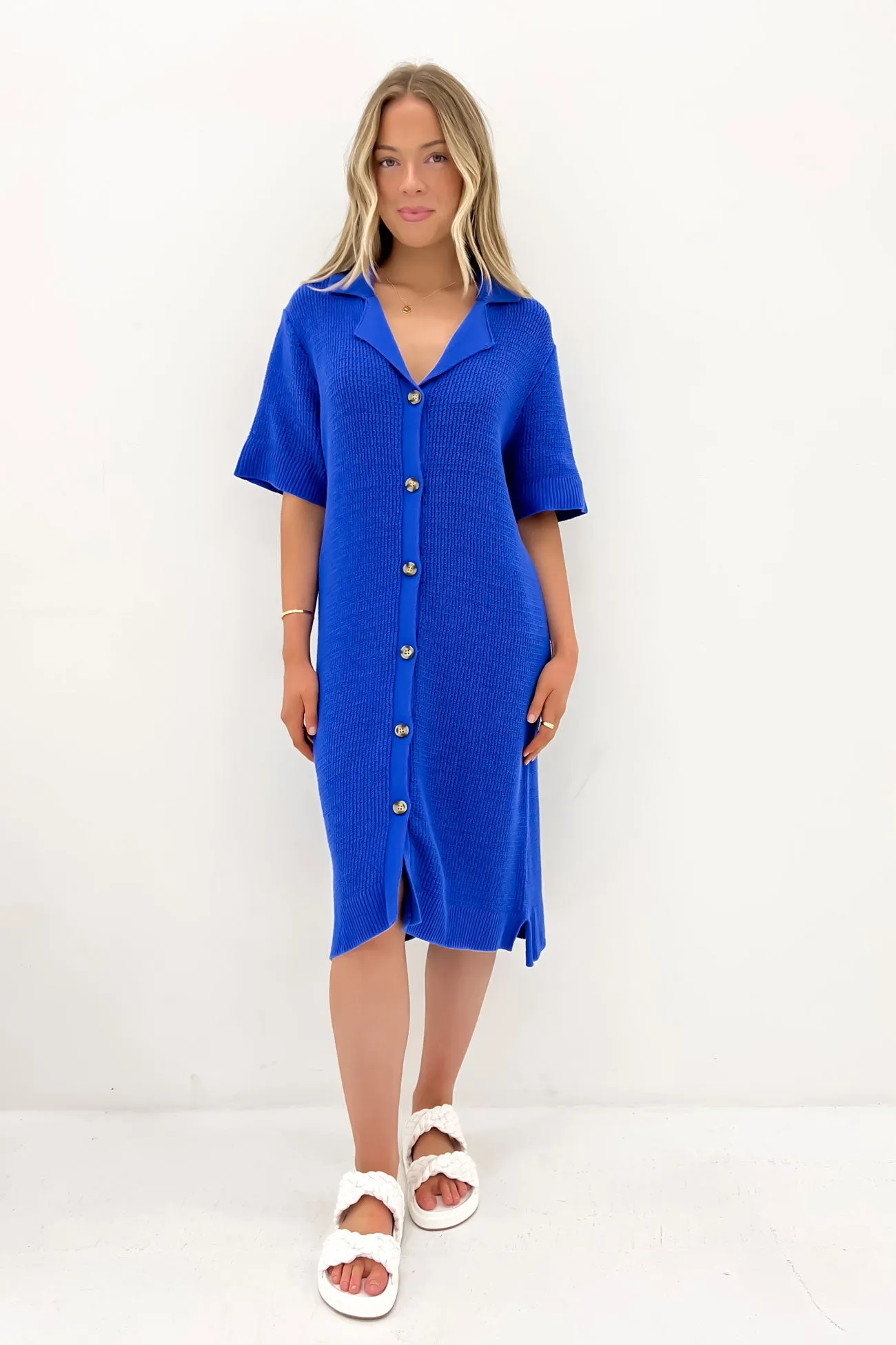 Prime Knit Dress Cobalt Cozy Fit Warm Soft
