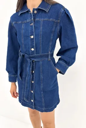 Open Design Dress-Up Style Jaydence Denim Mini Dress Indigo