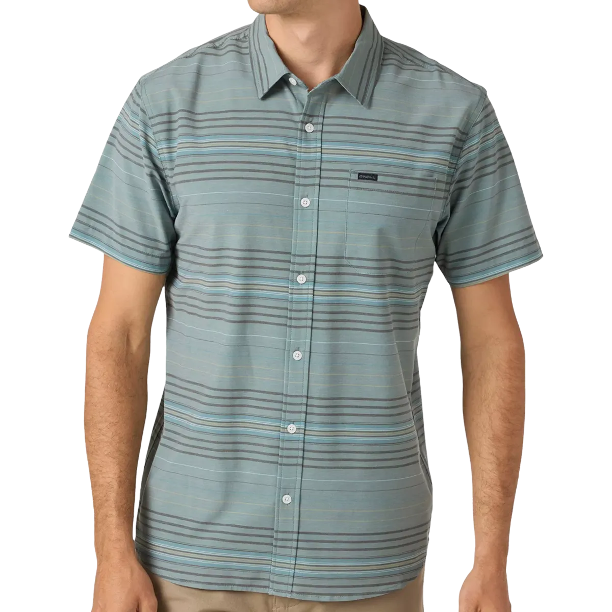 elastic waistband Men's Traverse Stripe Short Sleeve Shirt