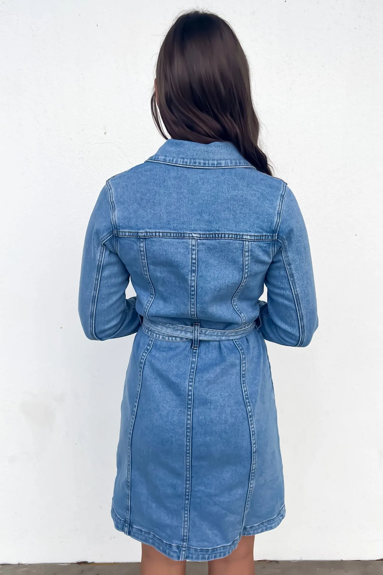 Practical-Style Riley Denim Dress Mid Blue
