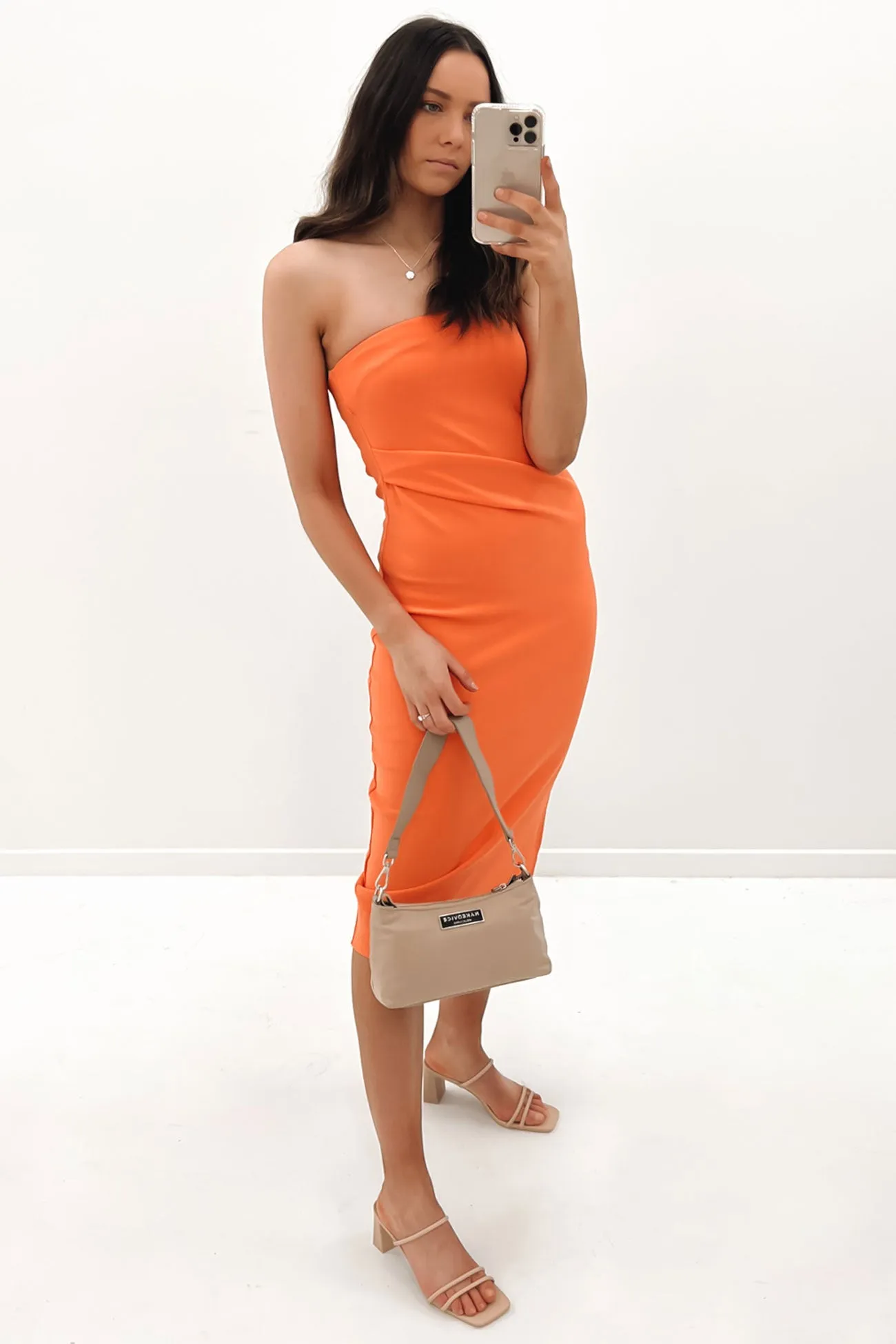 Harlow Midi Dress Orange Airy Feel
