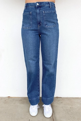 Mid Rise Structure Modern Silhouette Hi Wide Leg Jean Bay Blue