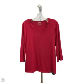 Ribbed Collar Design Trendy Sweater Top Long Sleeve Basic By Chicos In Red, Size: M
