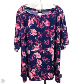 Top Short Sleeve By Jones New York In Floral Print, Size: Xxl Stay Cool Technology