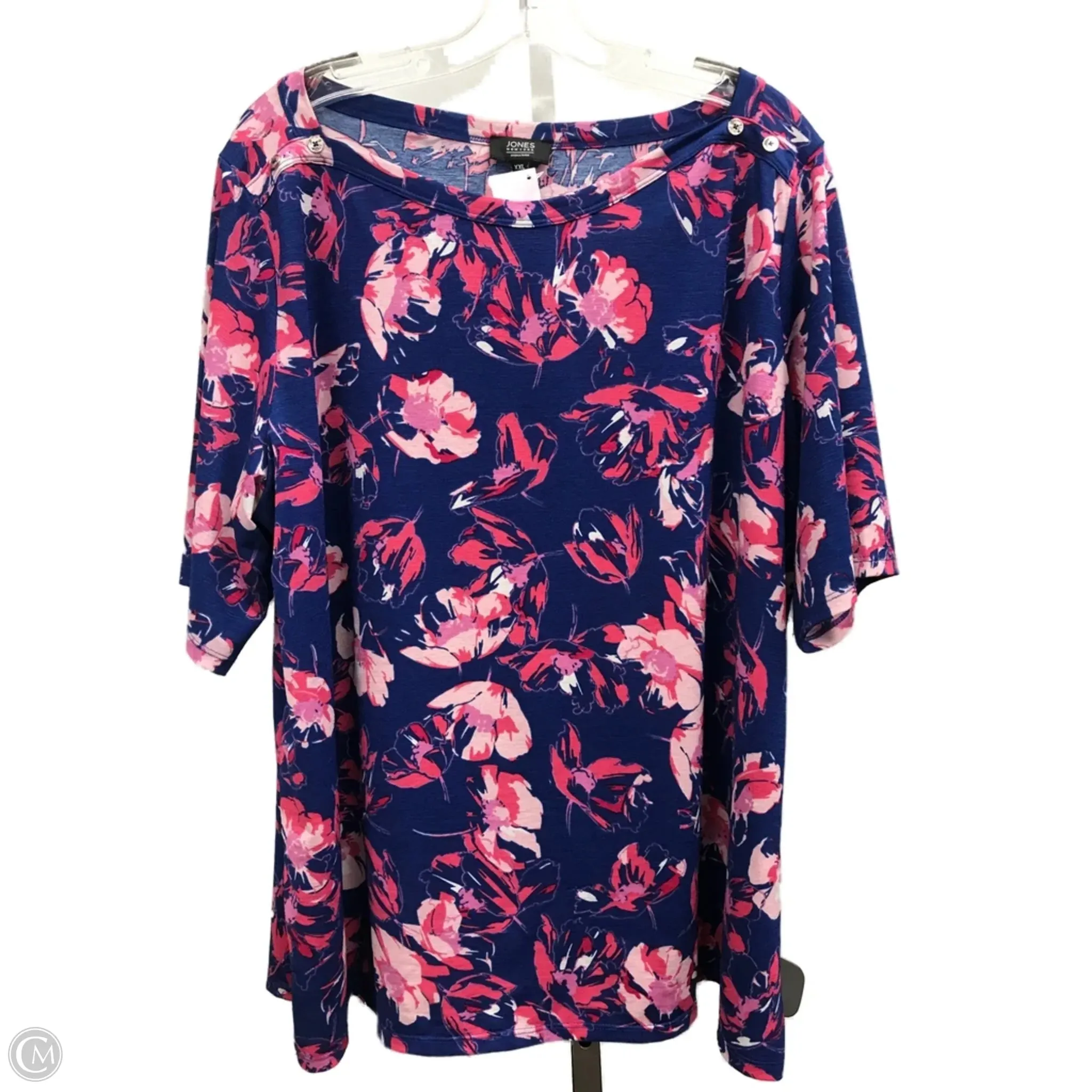 FlexibleMaterial Top Short Sleeve By Jones New York In Floral Print, Size: Xxl