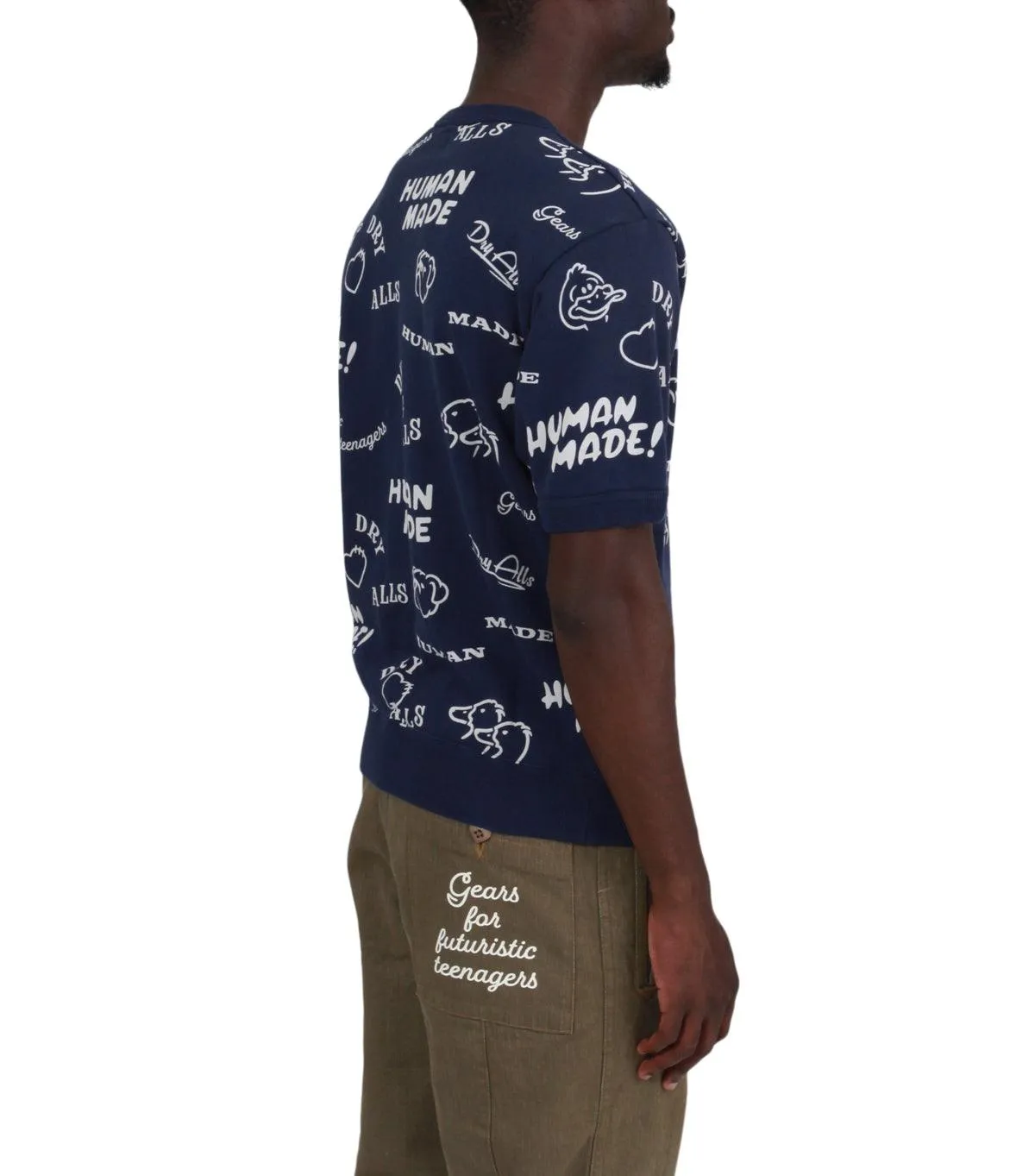 Human Made Printed S/S Sweatshirt Navy Colorfast Technology
