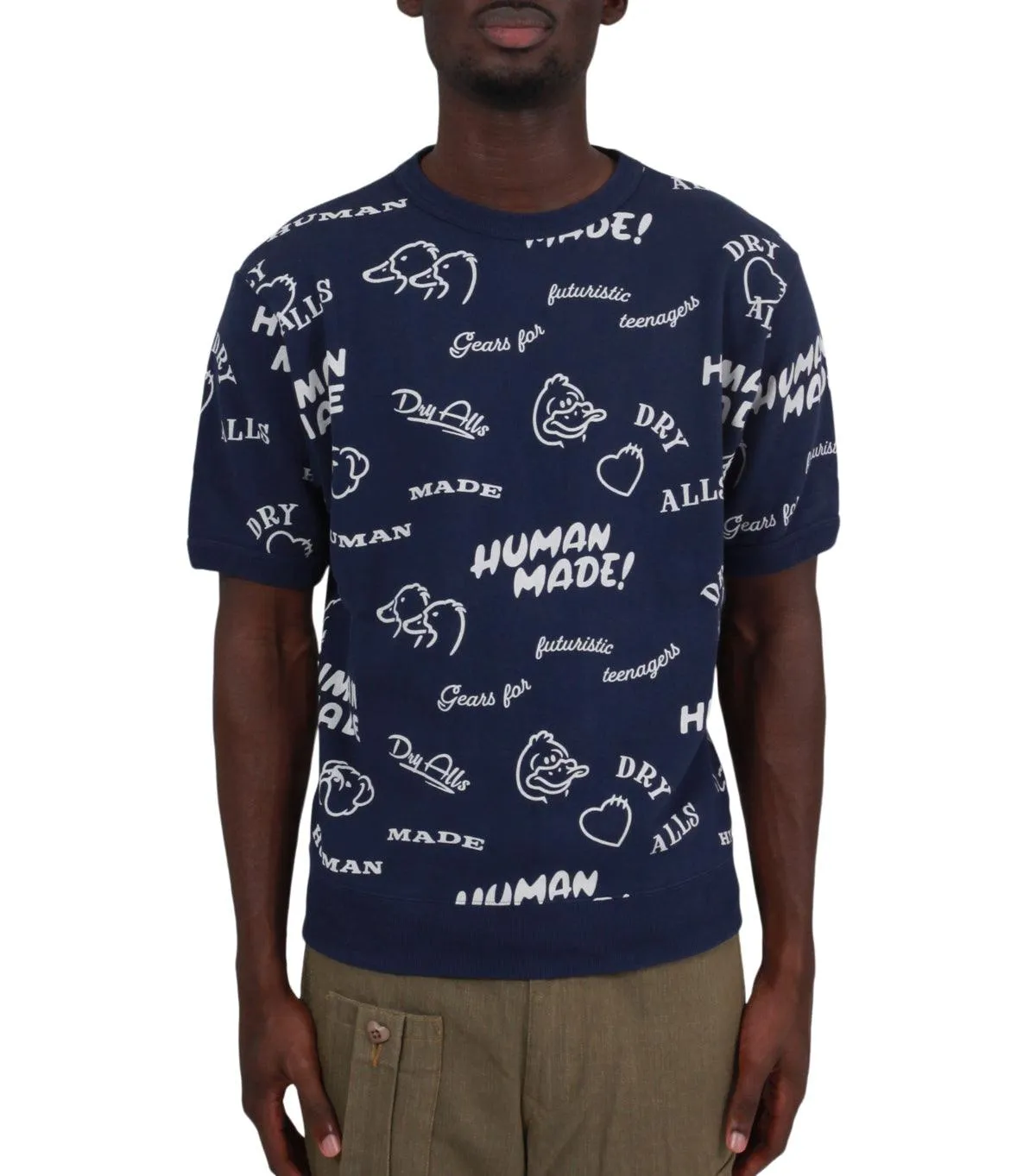 Human Made Printed S/S Sweatshirt Navy Linen Soul quick dry