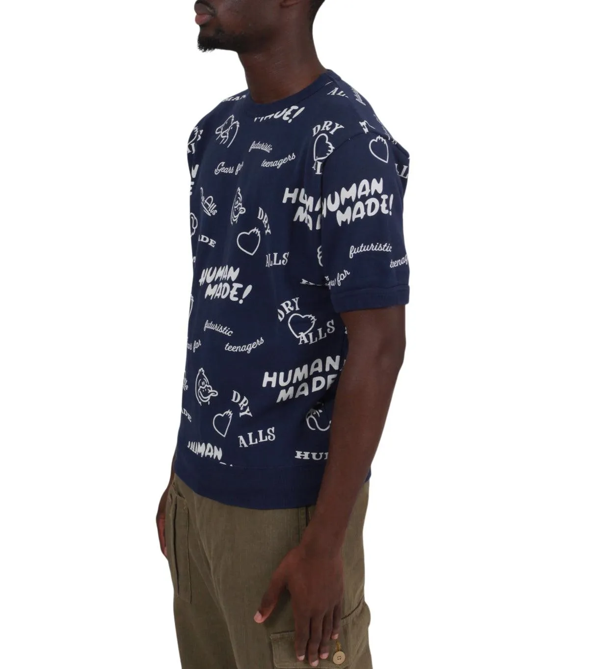 Warm Fit Human Made Printed S/S Sweatshirt Navy