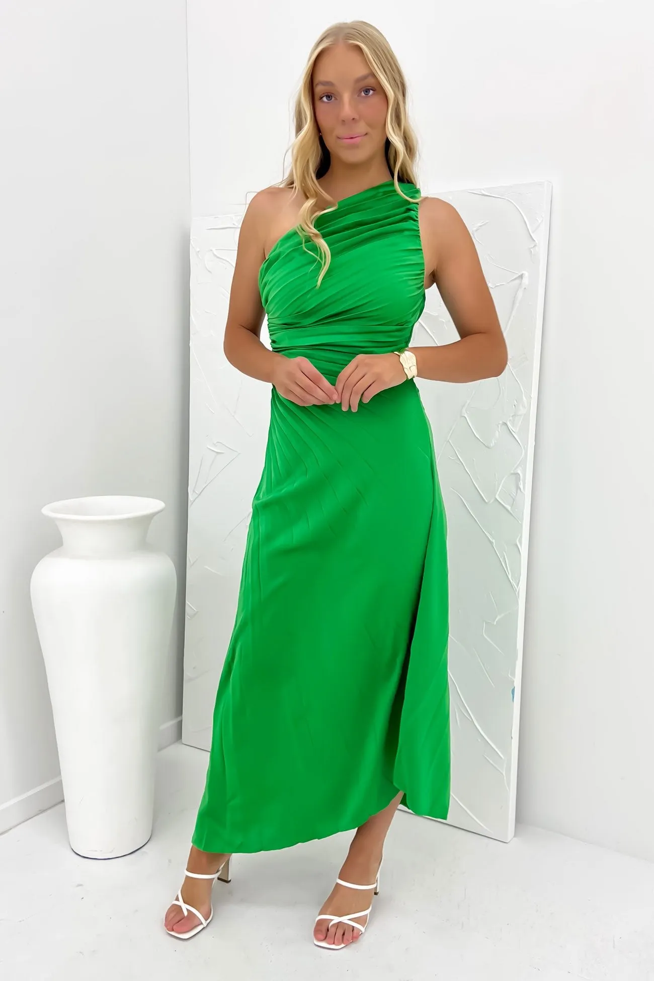 Wedding guest Breathable Feel Caralee Midi Dress Green