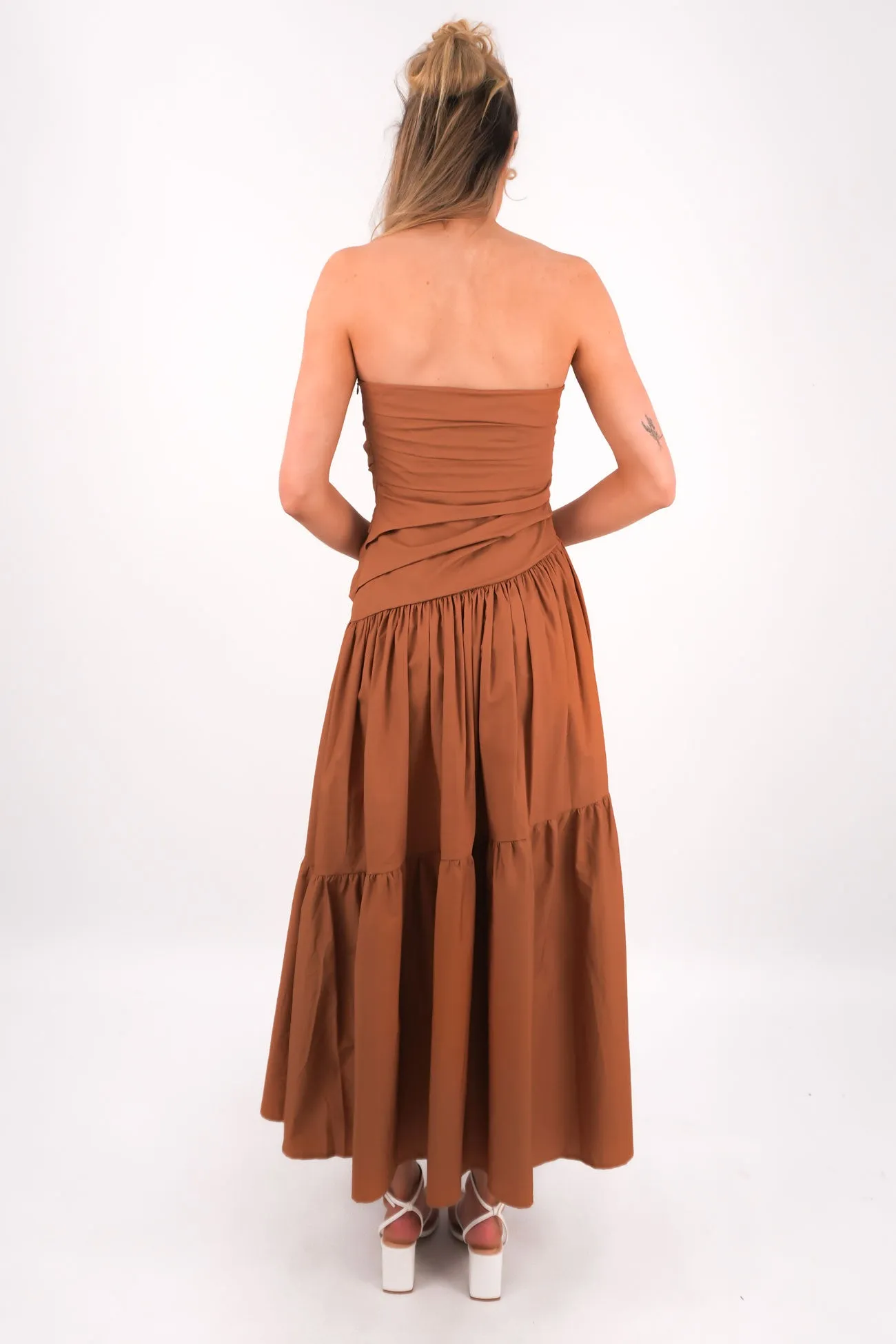 Fitted Neat Dual Tones Pamela Maxi Dress Chocolate