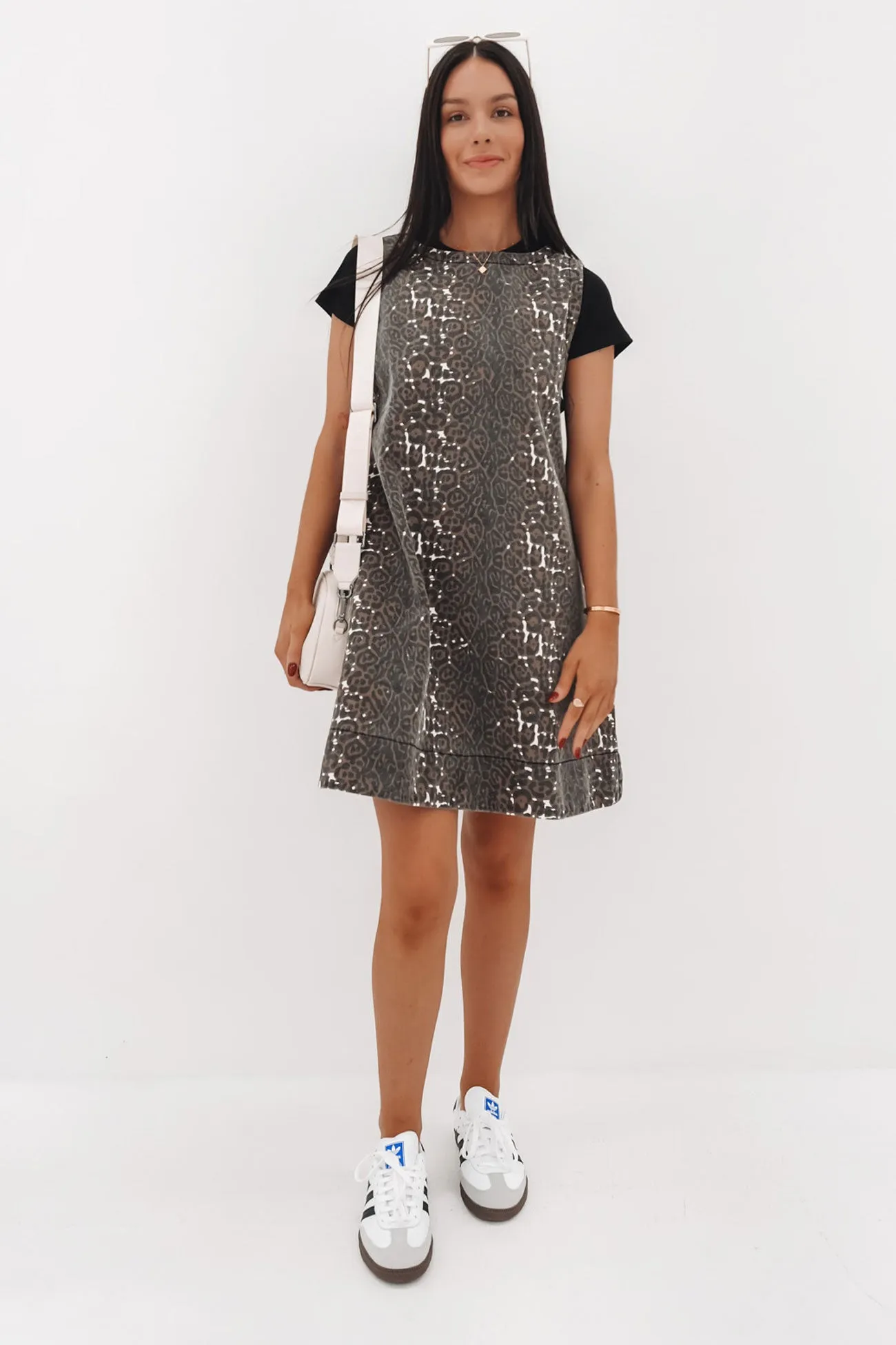 Breath Soft Zaira Denim Mini Dress Leopard