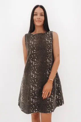City Ready Relax Feel Zaira Denim Mini Dress Leopard