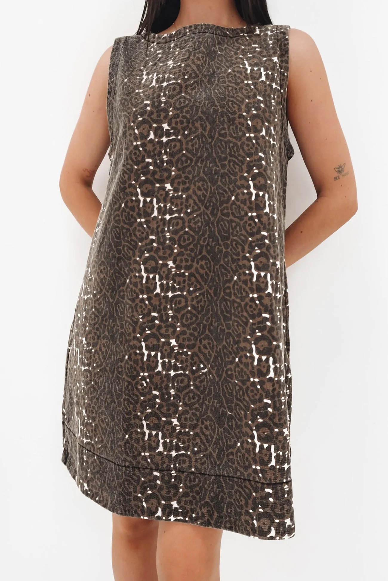 Zaira Denim Mini Dress Leopard Smooth Curve