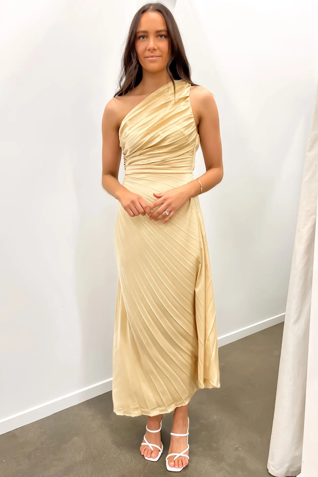 Feather Light Caralee Midi Dress Gold