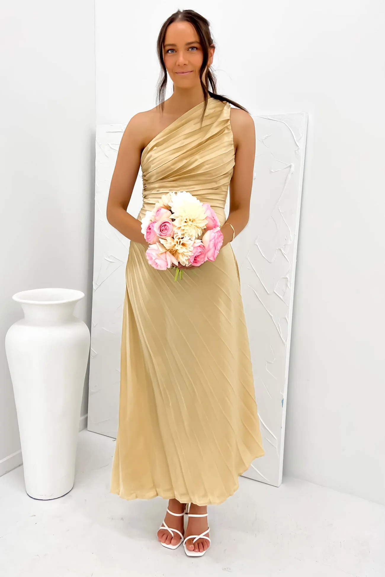Effortless Mood Caralee Midi Dress Gold