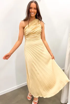 Caralee Midi Dress Gold Feminine Cut Grab Now