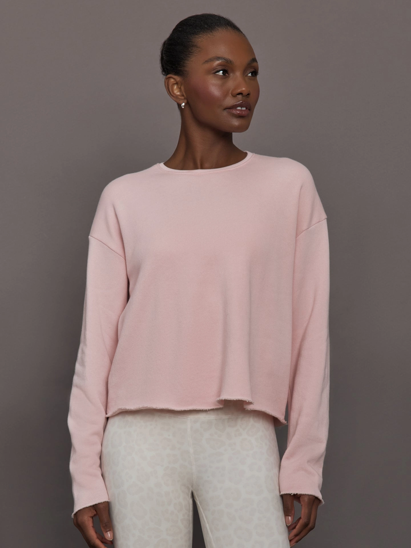 Crew Neck Sweatshirt in French Terry - Lotus Eco Certified Materials Crew Neckline