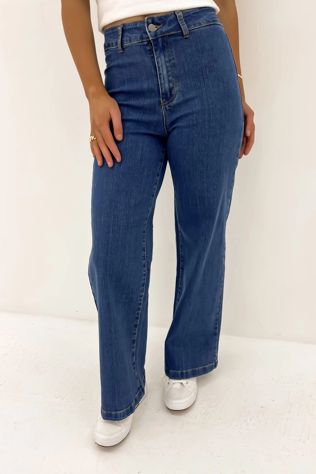Elegant Party Look Winter Warmth Leith Denim Jean Dark Blue