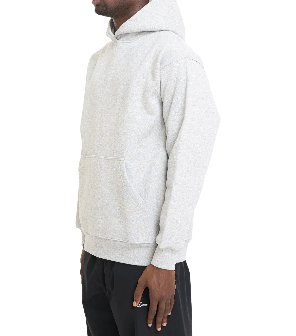 NonIrritating Seams QuickDry Construction Dime Cursive Small Logo Hoodie Heather Grey