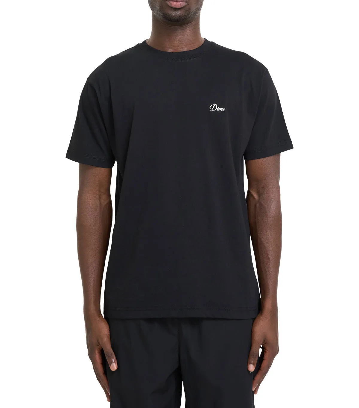 Dime Cursive Small Logo T-Shirt Black Work Safe