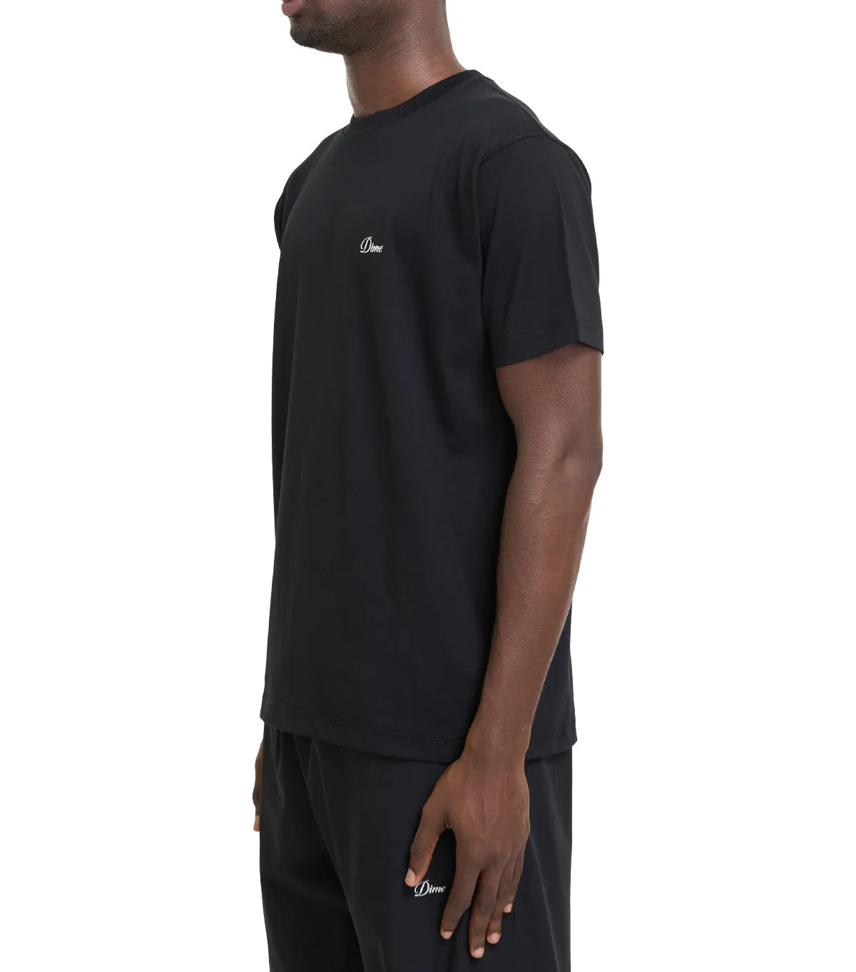 Dime Cursive Small Logo T-Shirt Black WrinkleFree Material