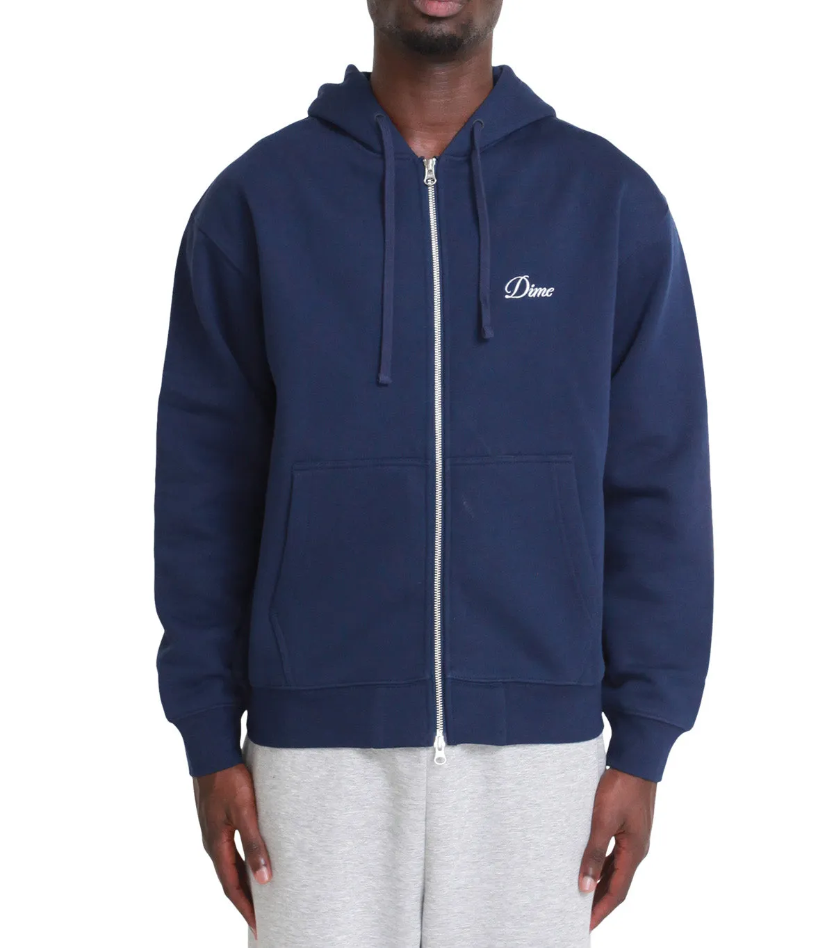 Boho Light Spirit Glow Dime Cursive Zip Hoodie Navy