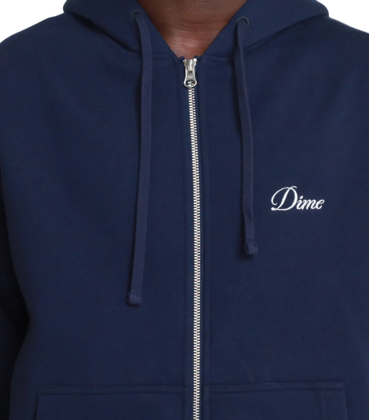 AdjustableWaist Dime Cursive Zip Hoodie Navy