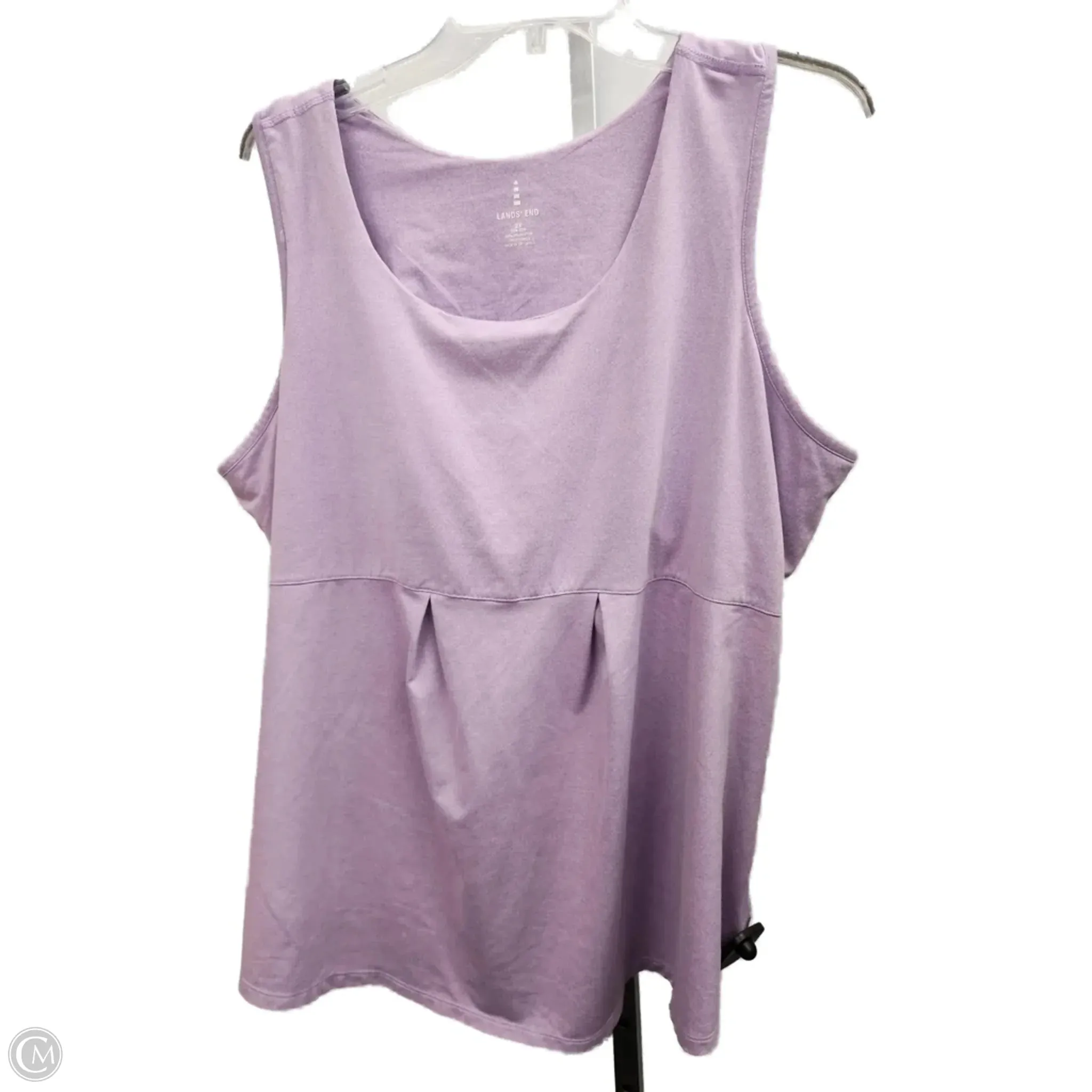 Slim Fit Shirt Ribbed Trims Top Sleeveless By Lands End In Purple, Size: 2x
