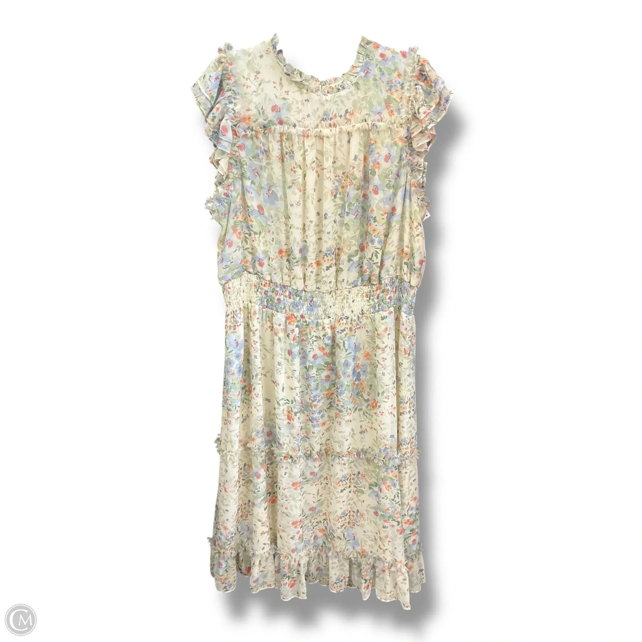 Style Vibes Hook-And-Eye Dress Casual Midi By Cece In Floral Print, Size: 3x