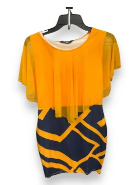 Cool Texture Vibrant Hue Dress Casual Short By Clothes Mentor In Blue & Gold, Size: Xl