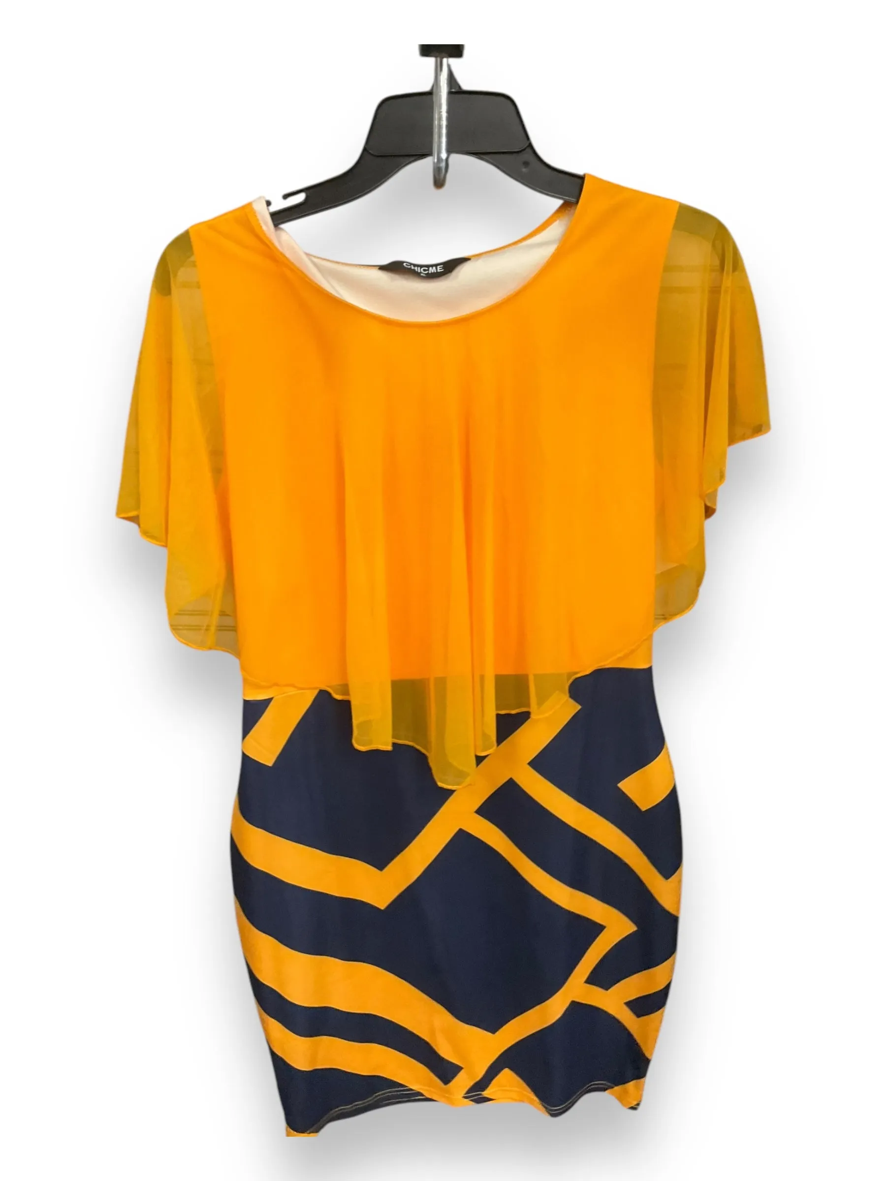Cool Texture Vibrant Hue Dress Casual Short By Clothes Mentor In Blue & Gold, Size: Xl